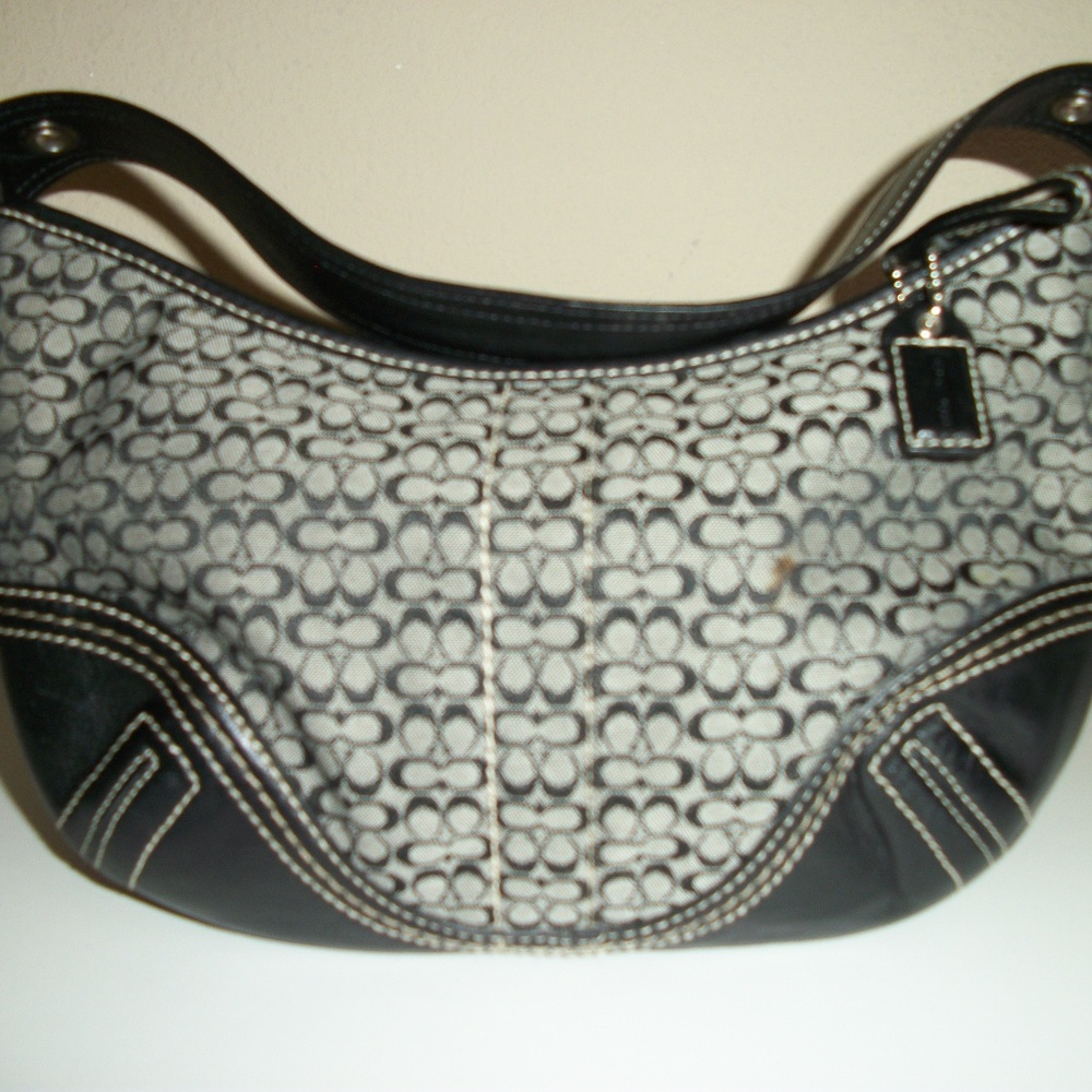 Authentic Coach Black & White Canvas Jacquard Logo